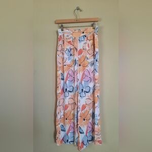 Rip Curl Loose Wide Leg Pants Floral Swim Cover Beach Coastal